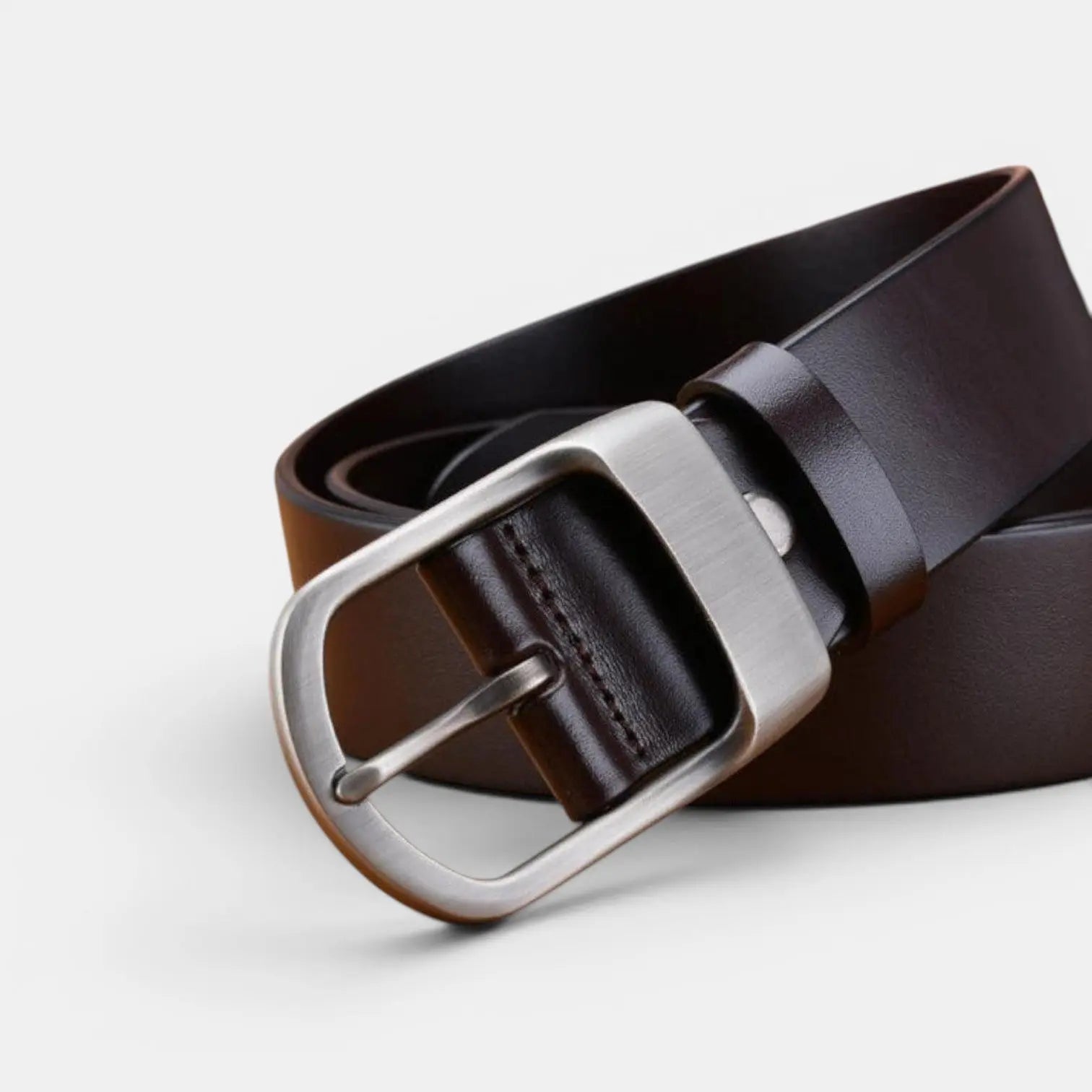 Men's Smooth Leather Belt Big Size Matte Round Buckle | Dorzex | Beltary
