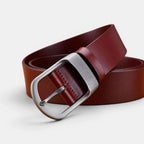 Men's Smooth Leather Belt Big Size Matte Round Buckle | Dorzex | Beltary
