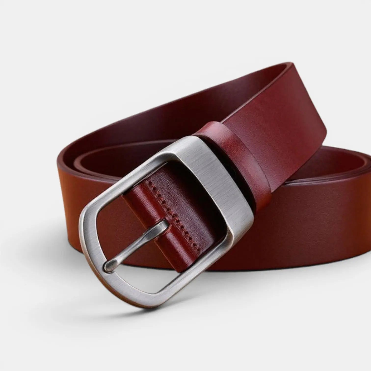 Men's Smooth Leather Belt Big Size Matte Round Buckle | Dorzex | Beltary