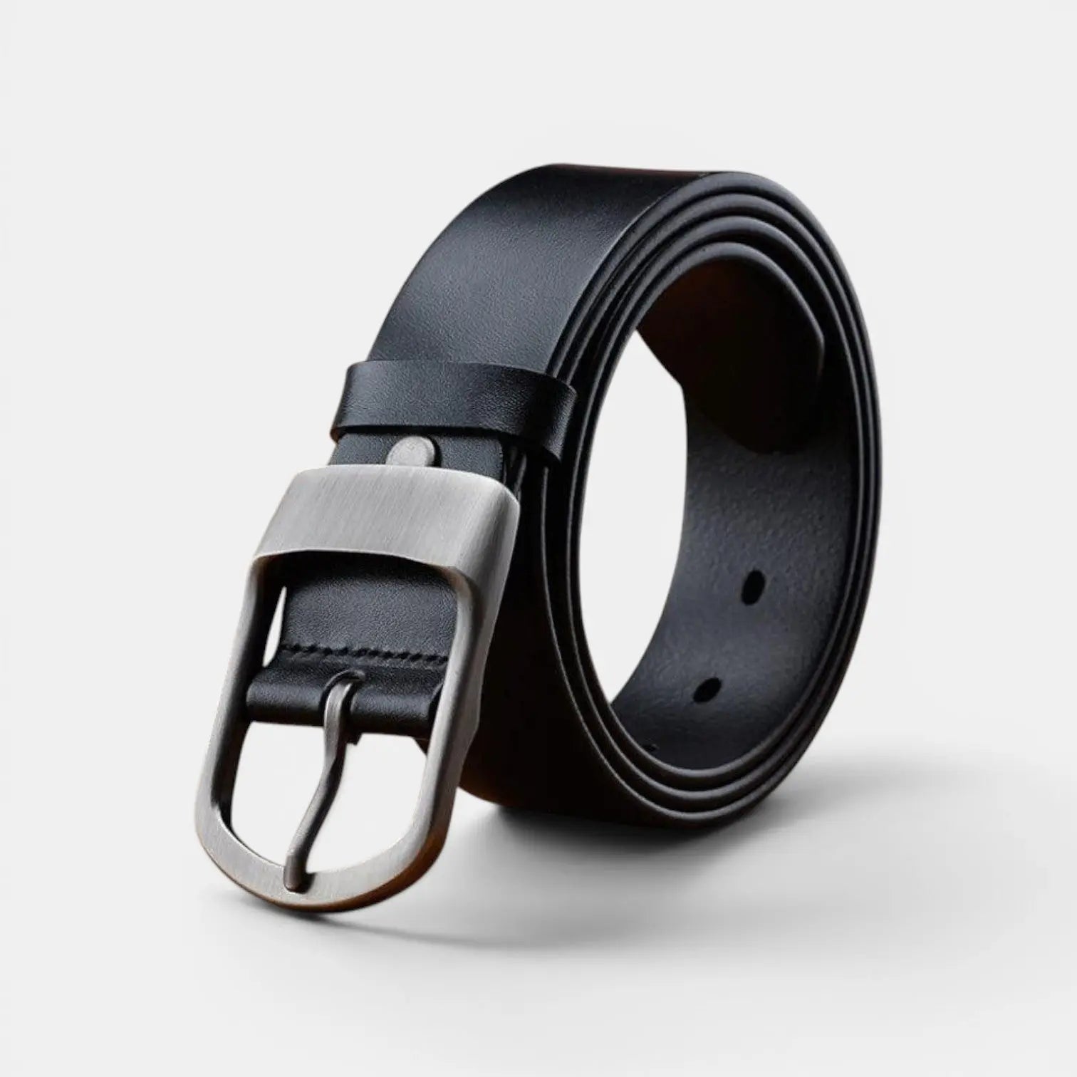Men's Smooth Leather Belt Big Size Matte Round Buckle | Dorzex | Beltary
