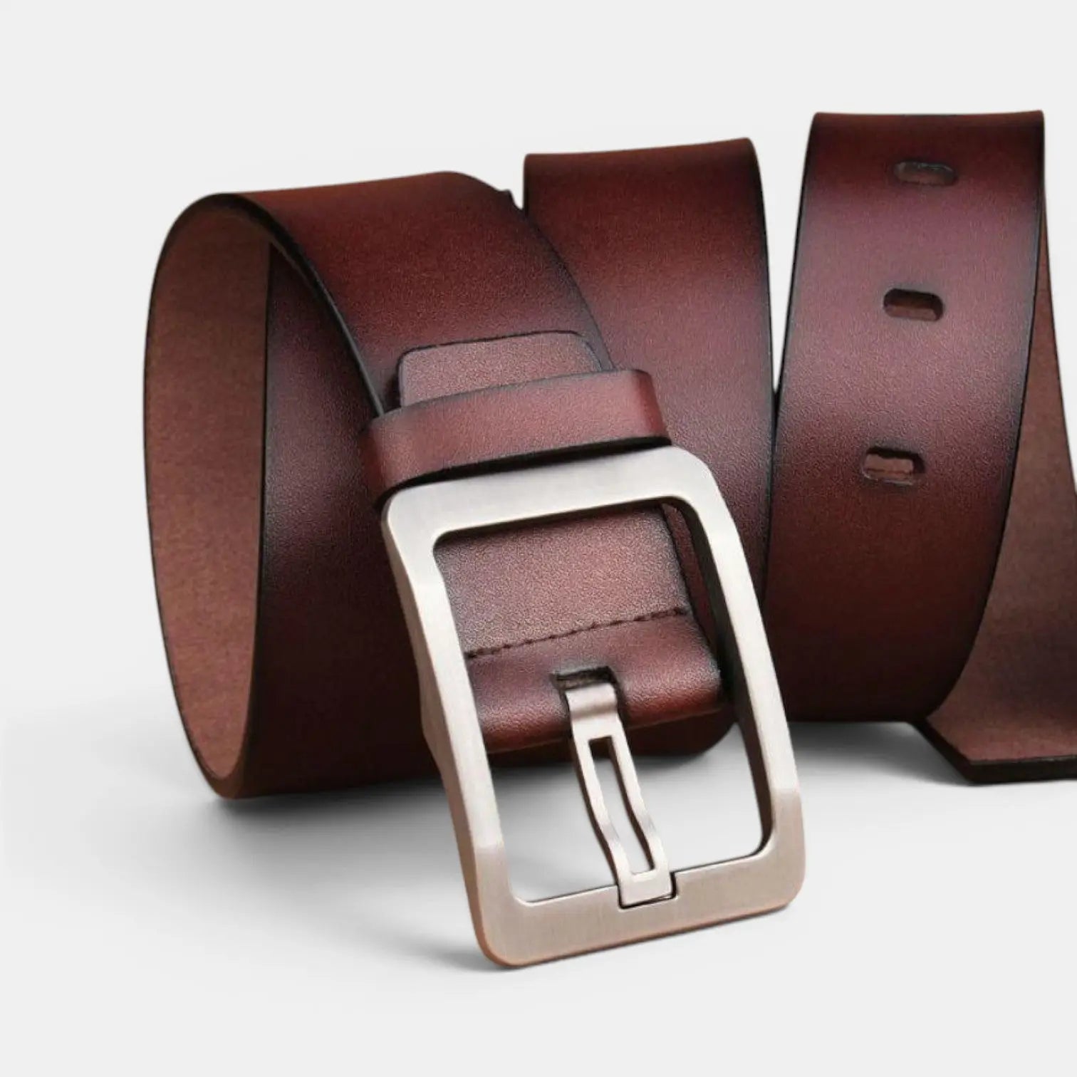 Men's Smooth Leather Belt with Perforated Pin Buckle | Lorjex | Beltary