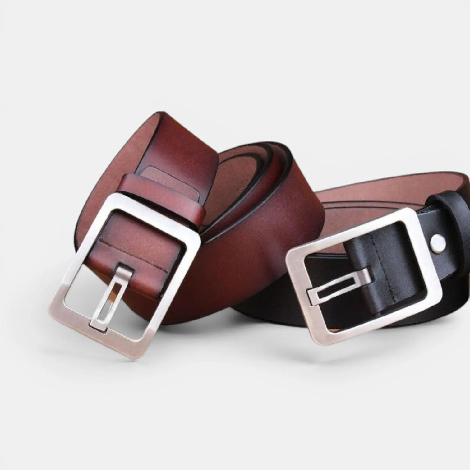Men's Smooth Leather Belt with Perforated Pin Buckle | Lorjex | Beltary
