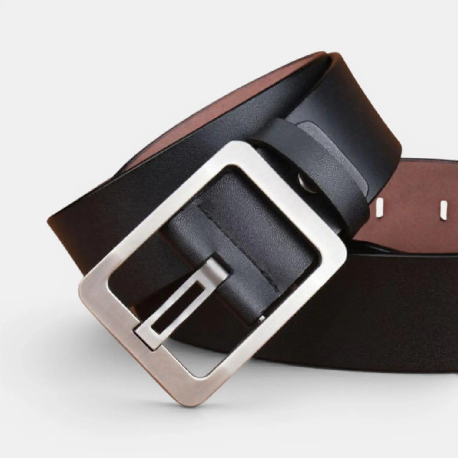 Men's Smooth Leather Belt with Perforated Pin Buckle | Lorjex | Beltary