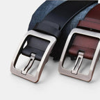 Men's Smooth Leather Belt with Perforated Pin Buckle | Lorjex | Beltary