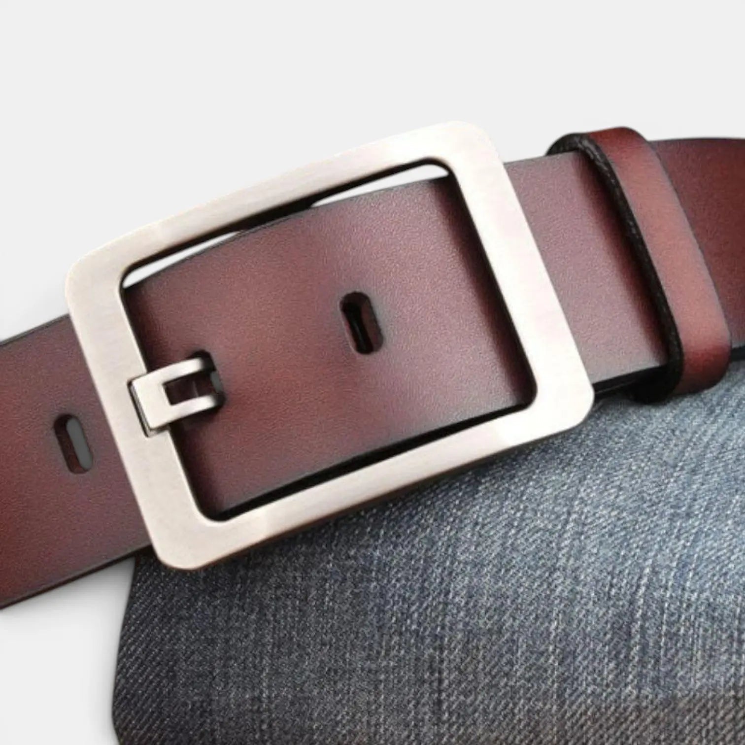 Men's Smooth Leather Belt with Perforated Pin Buckle | Lorjex | Beltary