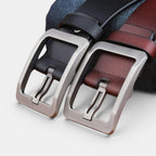 Men's Smooth Leather Belt with Perforated Pin Buckle | Lorjex | Beltary