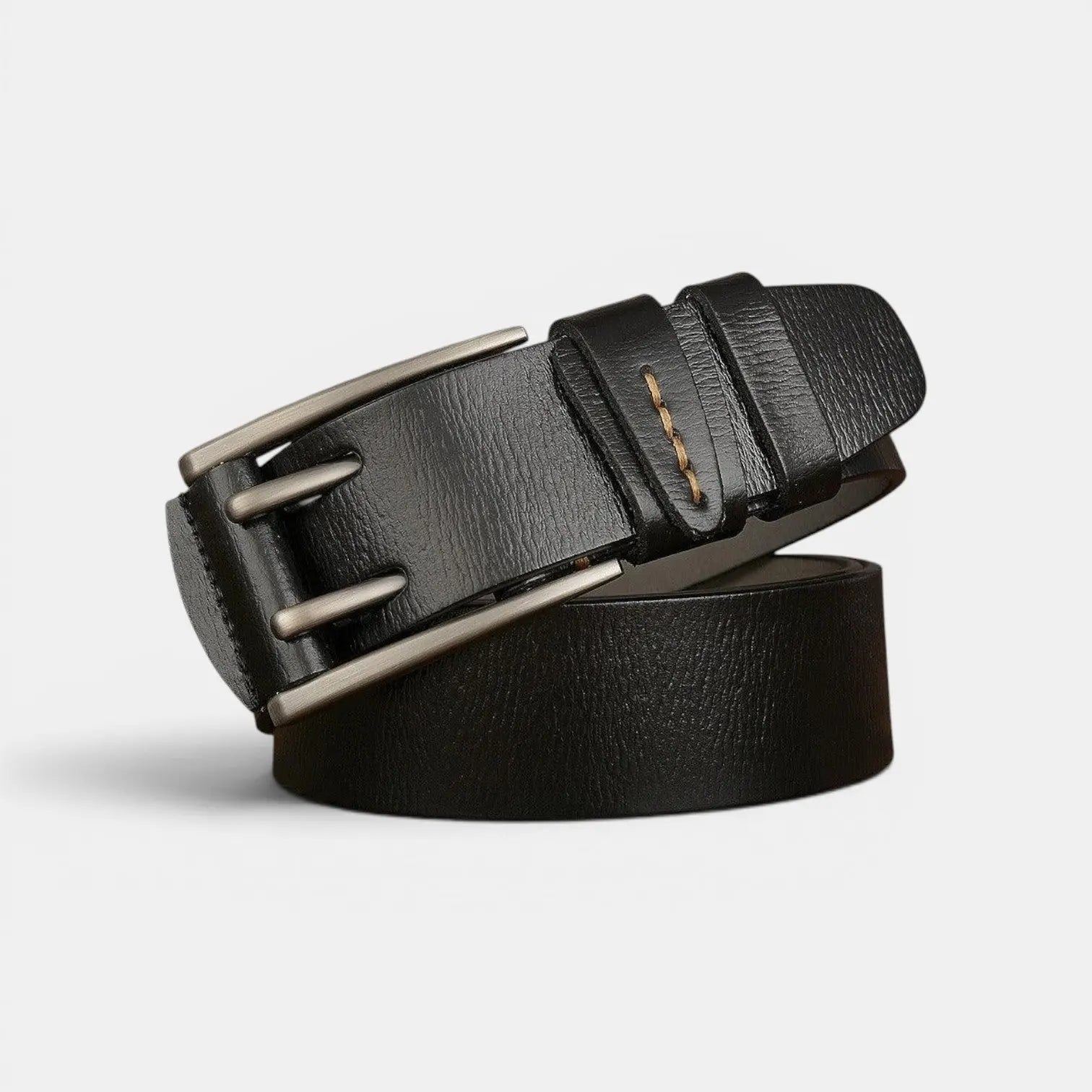 Men's Smooth Leather Casual Belt Double Prong Buckle | Talvox | Beltary