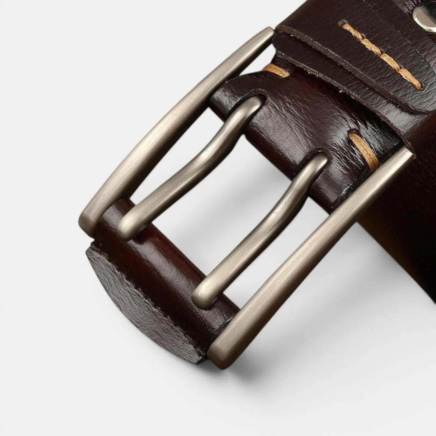 Men's Smooth Leather Casual Belt Double Prong Buckle | Talvox | Beltary