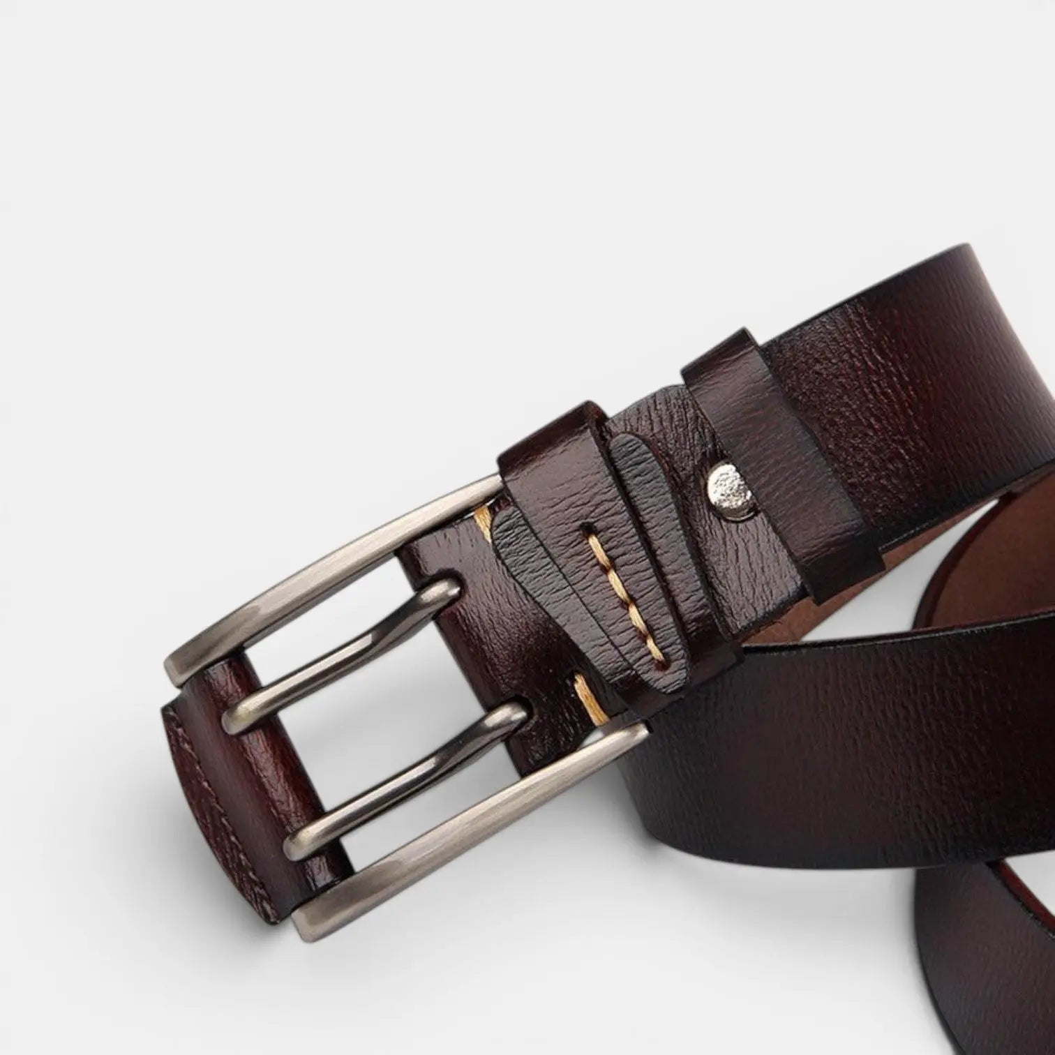Men's Smooth Leather Casual Belt Double Prong Buckle | Talvox | Beltary