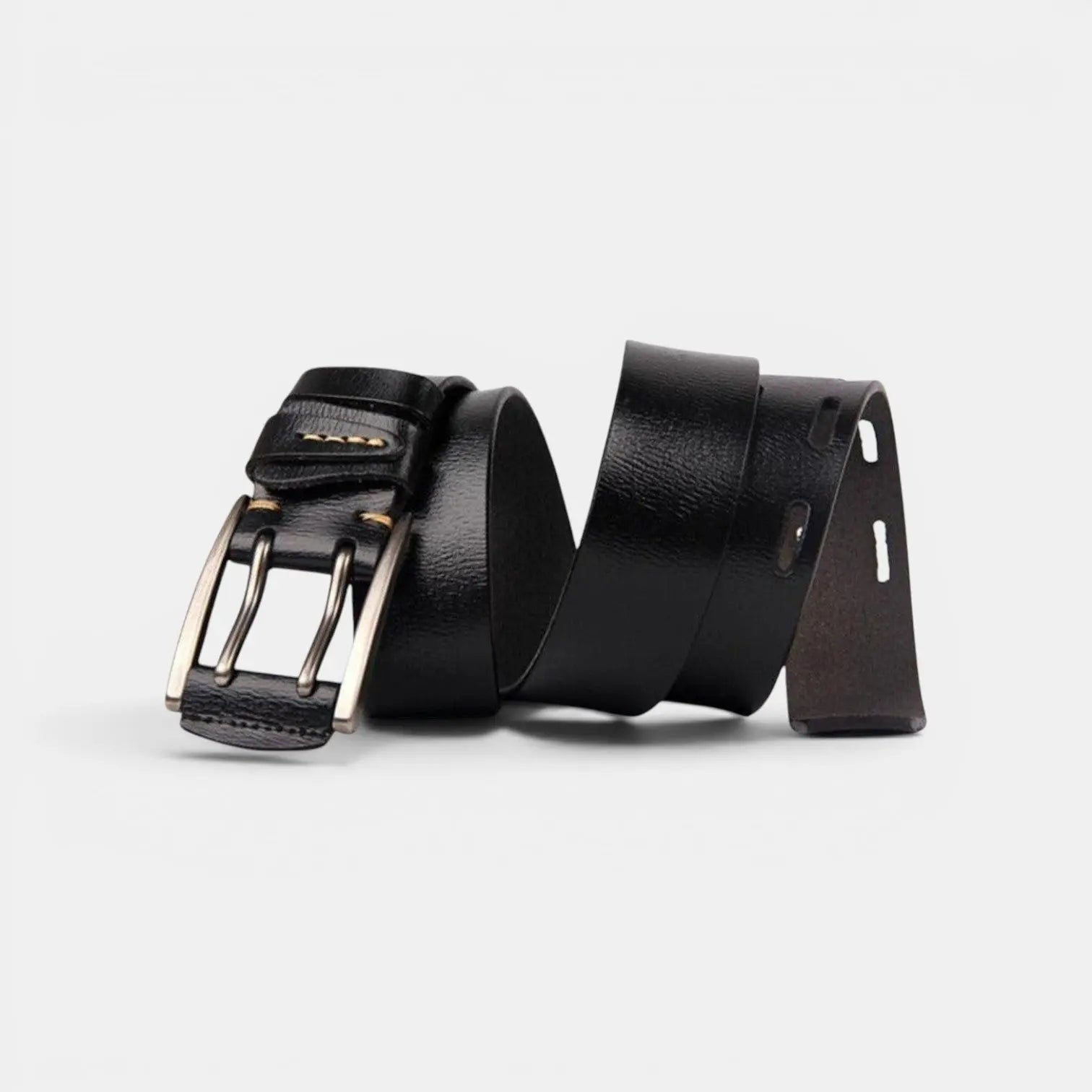Men's Smooth Leather Casual Belt Double Prong Buckle | Talvox | Beltary