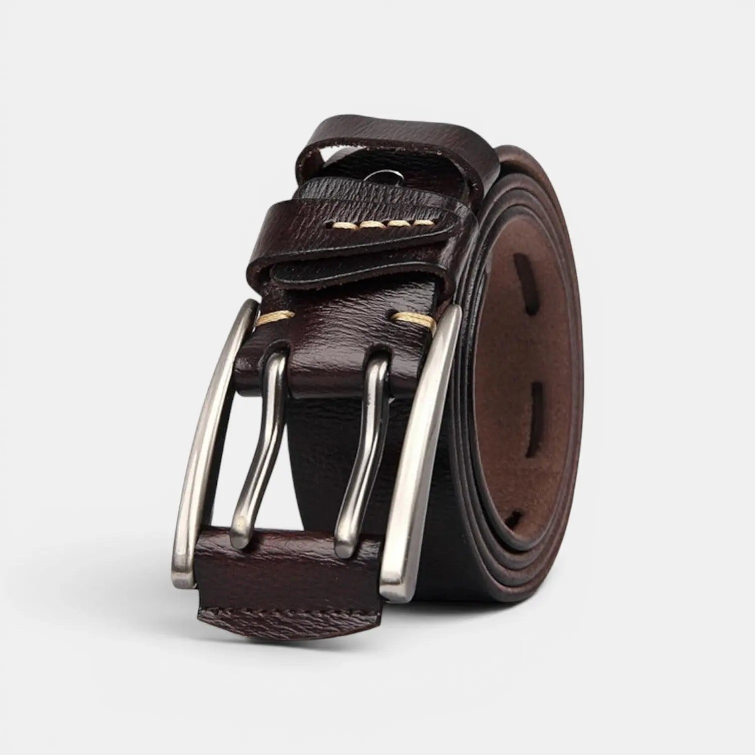 Men's Smooth Leather Casual Belt Double Prong Buckle | Talvox | Beltary