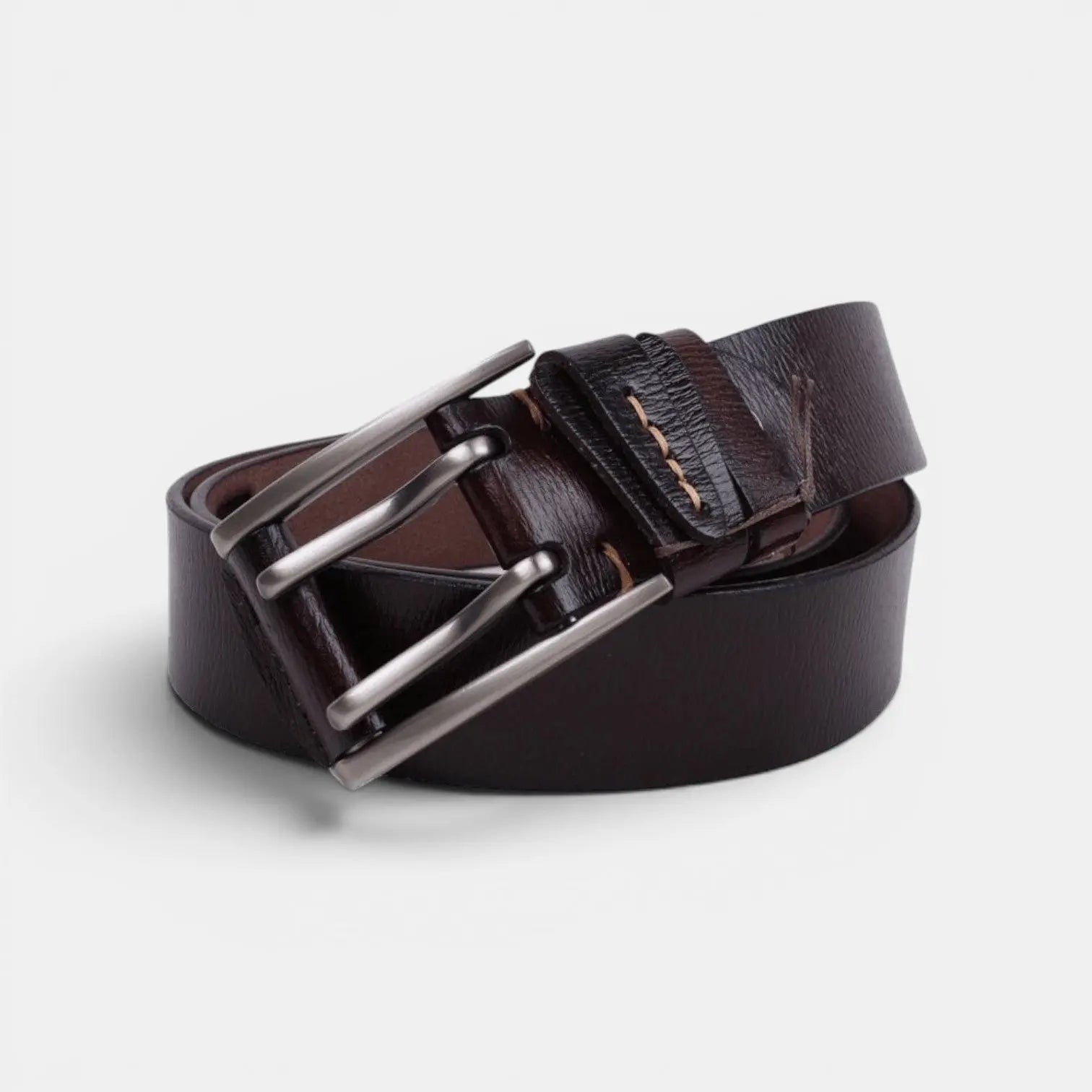 Men's Smooth Leather Casual Belt Double Prong Buckle | Talvox | Beltary