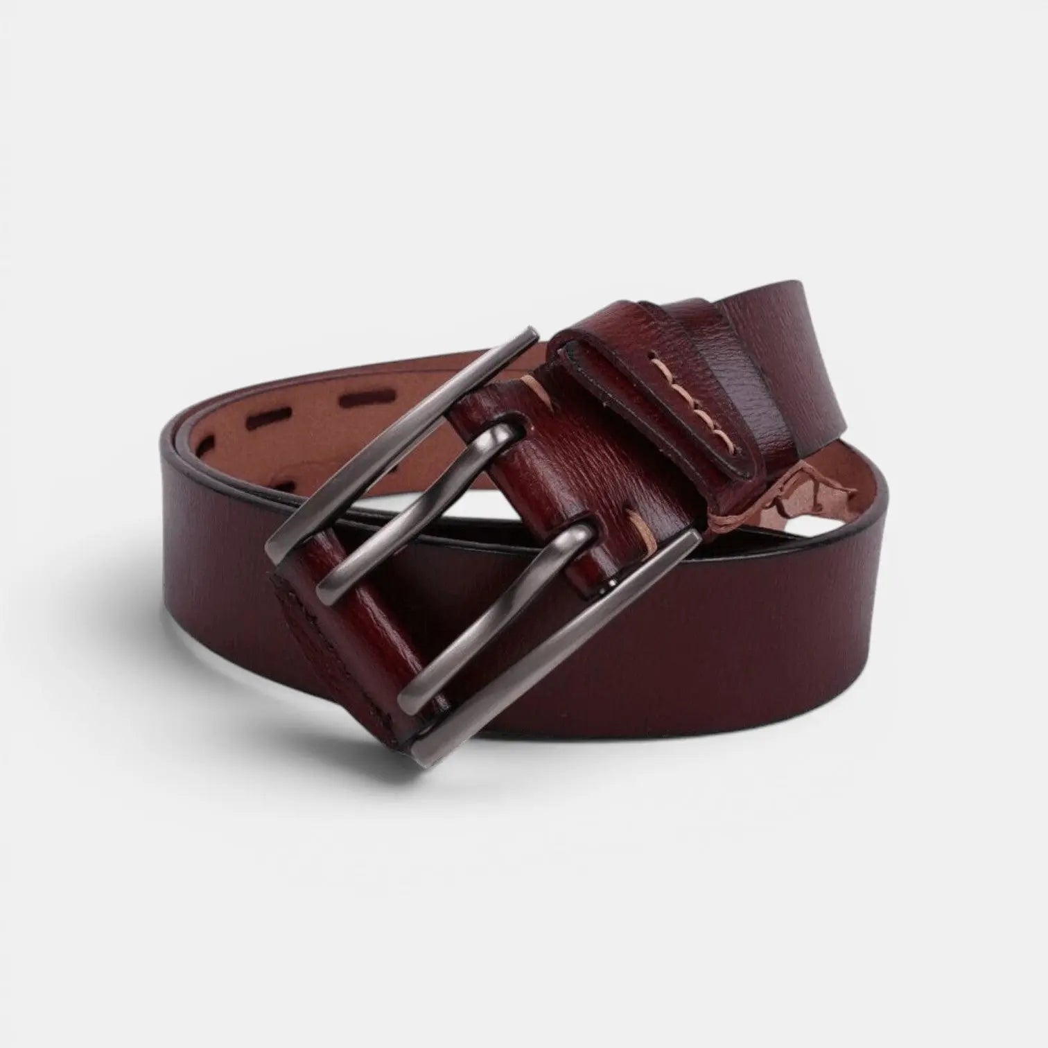 Men's Smooth Leather Casual Belt Double Prong Buckle | Talvox | Beltary