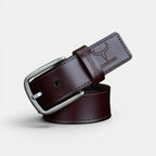 Men's Smooth Leather Casual Belt Rounded Buckle | Waltox | Beltary