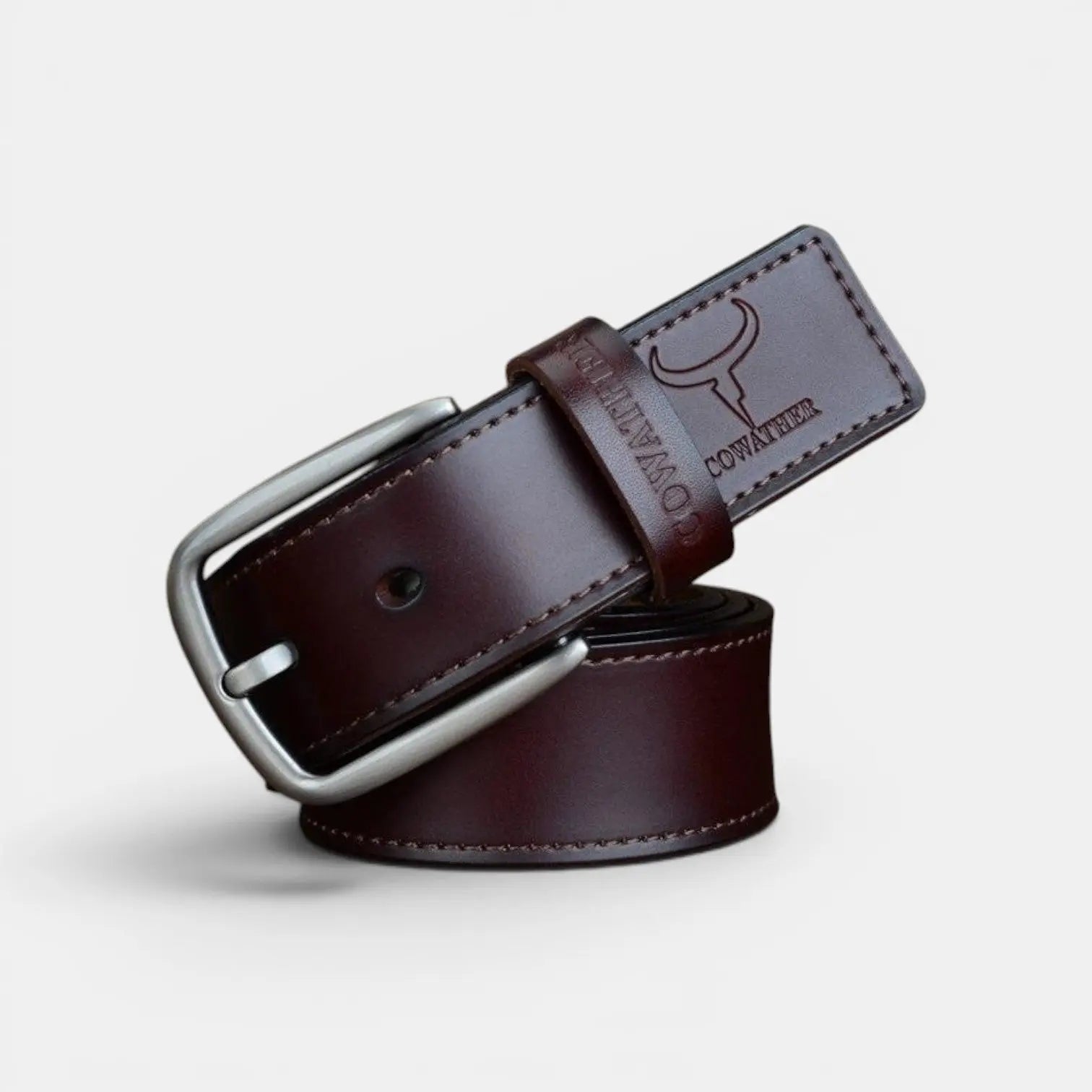 Men's Smooth Leather Casual Belt Rounded Buckle | Waltox | Beltary