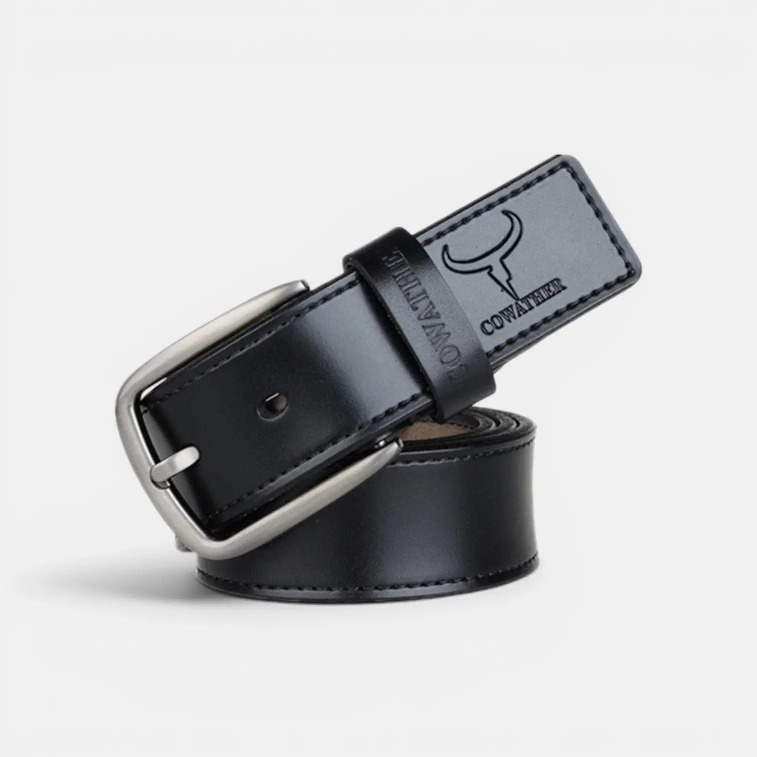 Men's Smooth Leather Casual Belt Rounded Buckle | Waltox | Beltary