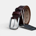 Men's Smooth Leather Casual Belt Rounded Buckle | Waltox | Beltary