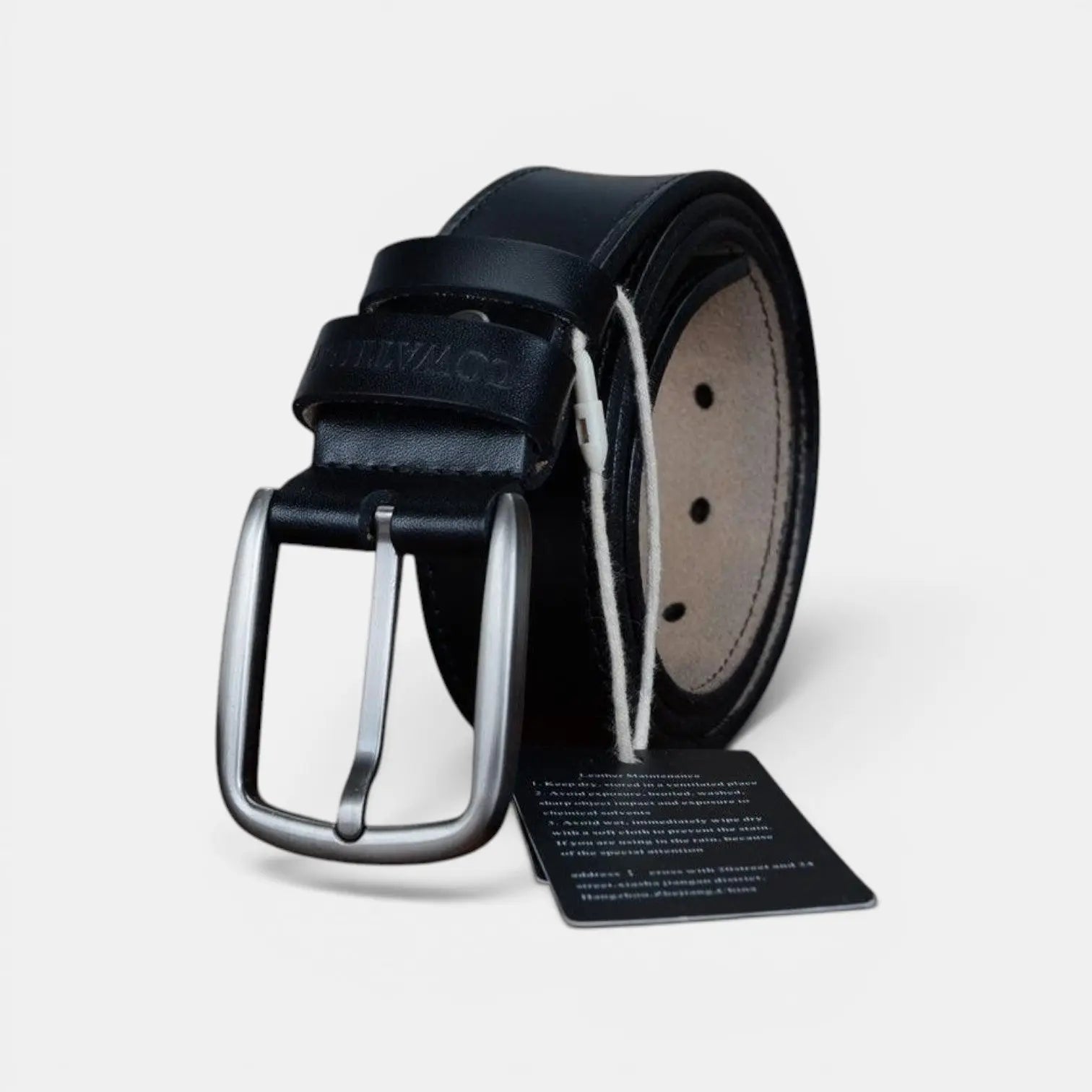 Men's Smooth Leather Casual Belt Rounded Buckle | Waltox | Beltary