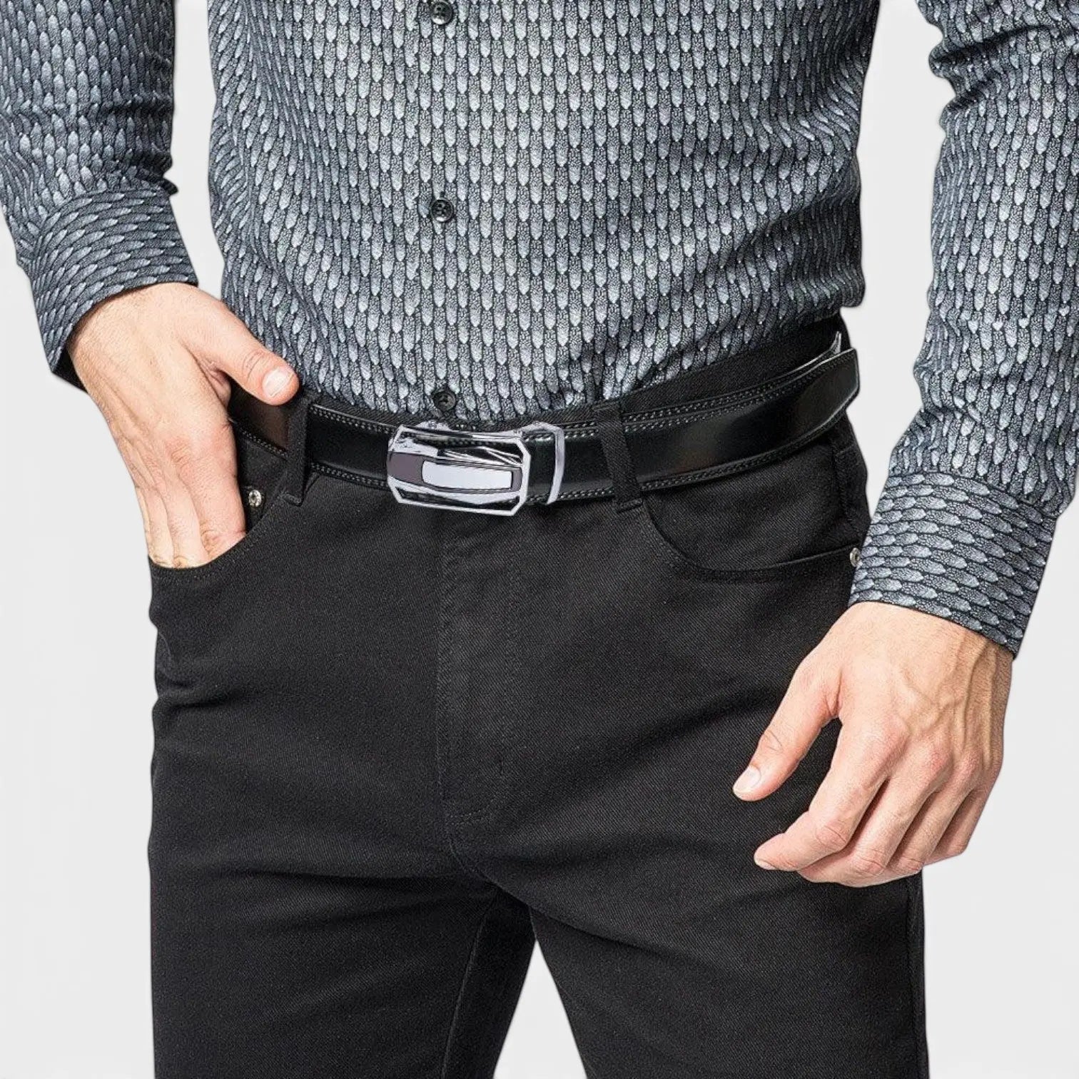 Men's Smooth Leather Formal Belt Automatic Buckle | Morvex | Beltary