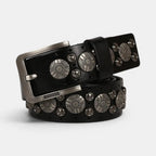 Men's Studded Leather Belt with Decorative Rivets and Pin Buckle | Rikvox | Beltary