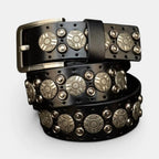 Men's Studded Leather Belt with Decorative Rivets and Pin Buckle | Rikvox | Beltary