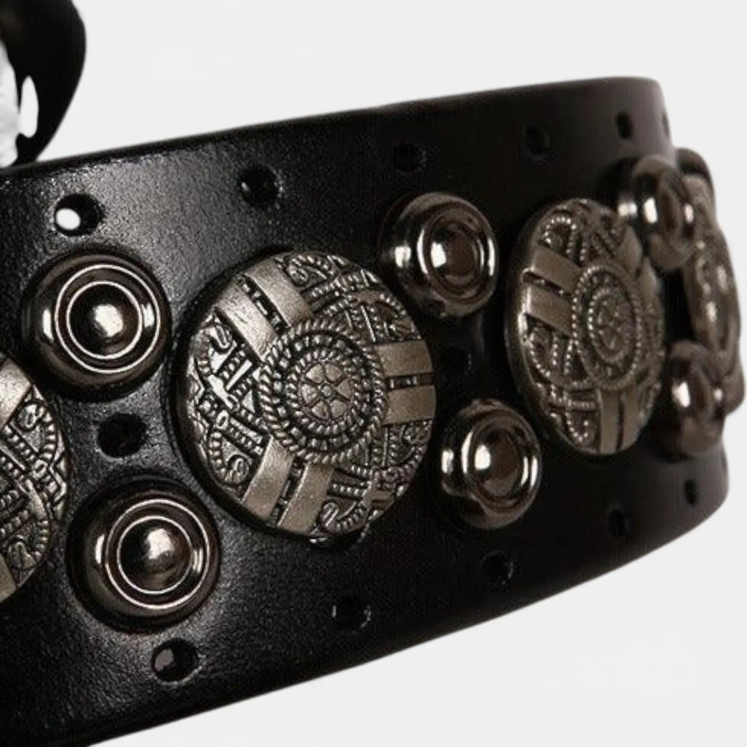 Men's Studded Leather Belt with Decorative Rivets and Pin Buckle | Rikvox | Beltary