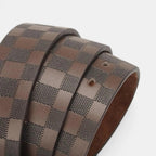 Men's Textured Chequered Leather Belt with Pin Buckle | Darvex | Beltary