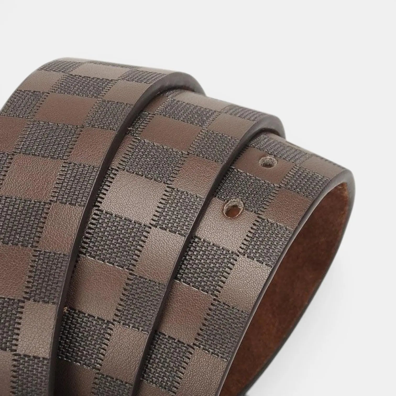 Men's Textured Chequered Leather Belt with Pin Buckle | Darvex | Beltary