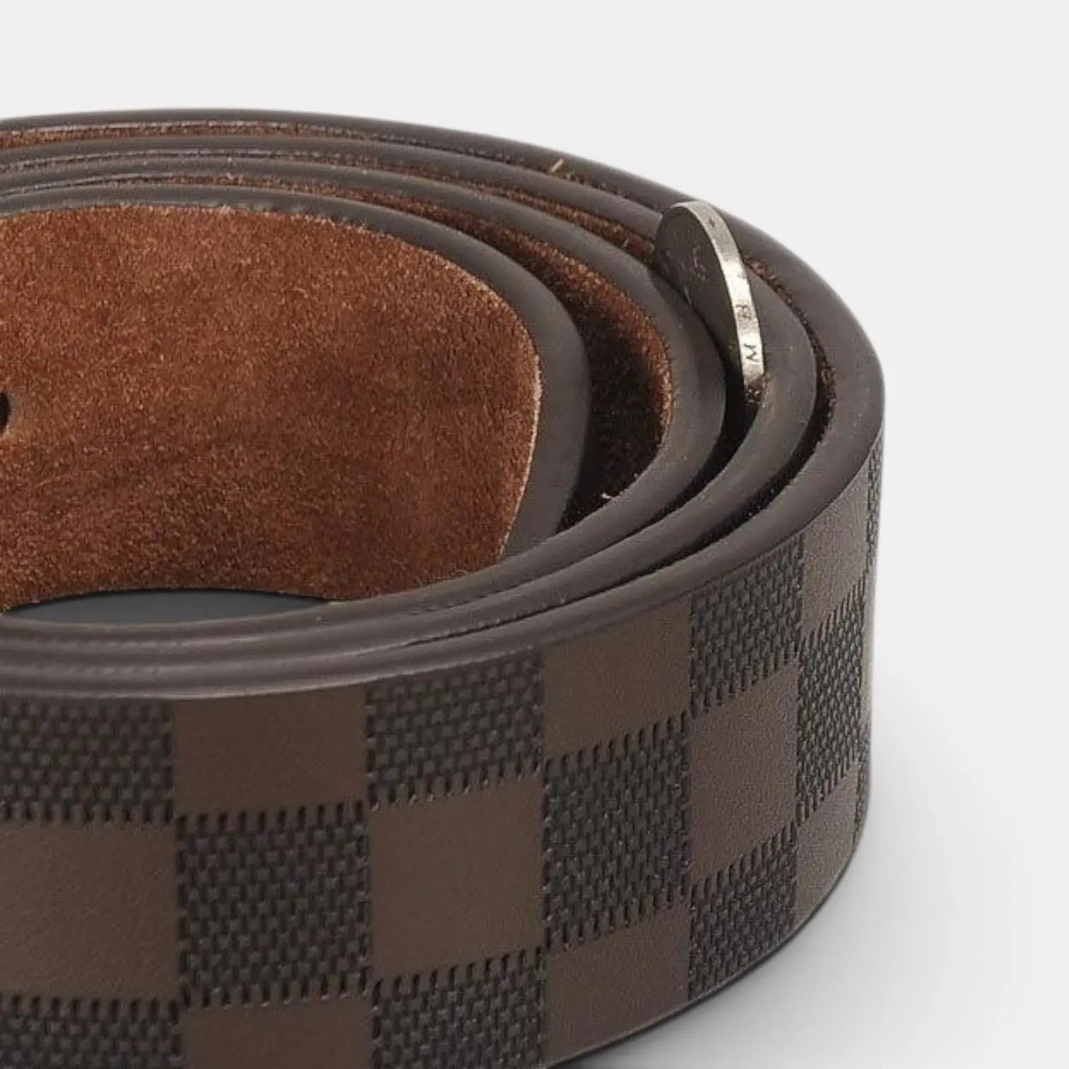 Men's Textured Chequered Leather Belt with Pin Buckle | Darvex | Beltary