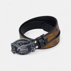 Men's Textured Leather Belt Western Oval Eagle Buckle | Talvex | Beltary