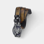 Men's Textured Leather Belt Western Oval Eagle Buckle | Talvex | Beltary
