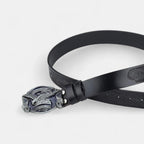 Men's Textured Leather Belt Western Oval Eagle Buckle | Talvex | Beltary