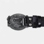 Men's Textured Leather Belt Western Oval Eagle Buckle | Talvex | Beltary