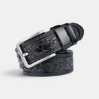 Men's Textured Leather Western Belt Floral Pattern Buckle | Florvex | Beltary