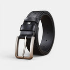 Men's Textured Leather Western Belt Floral Pattern Buckle | Florvex | Beltary