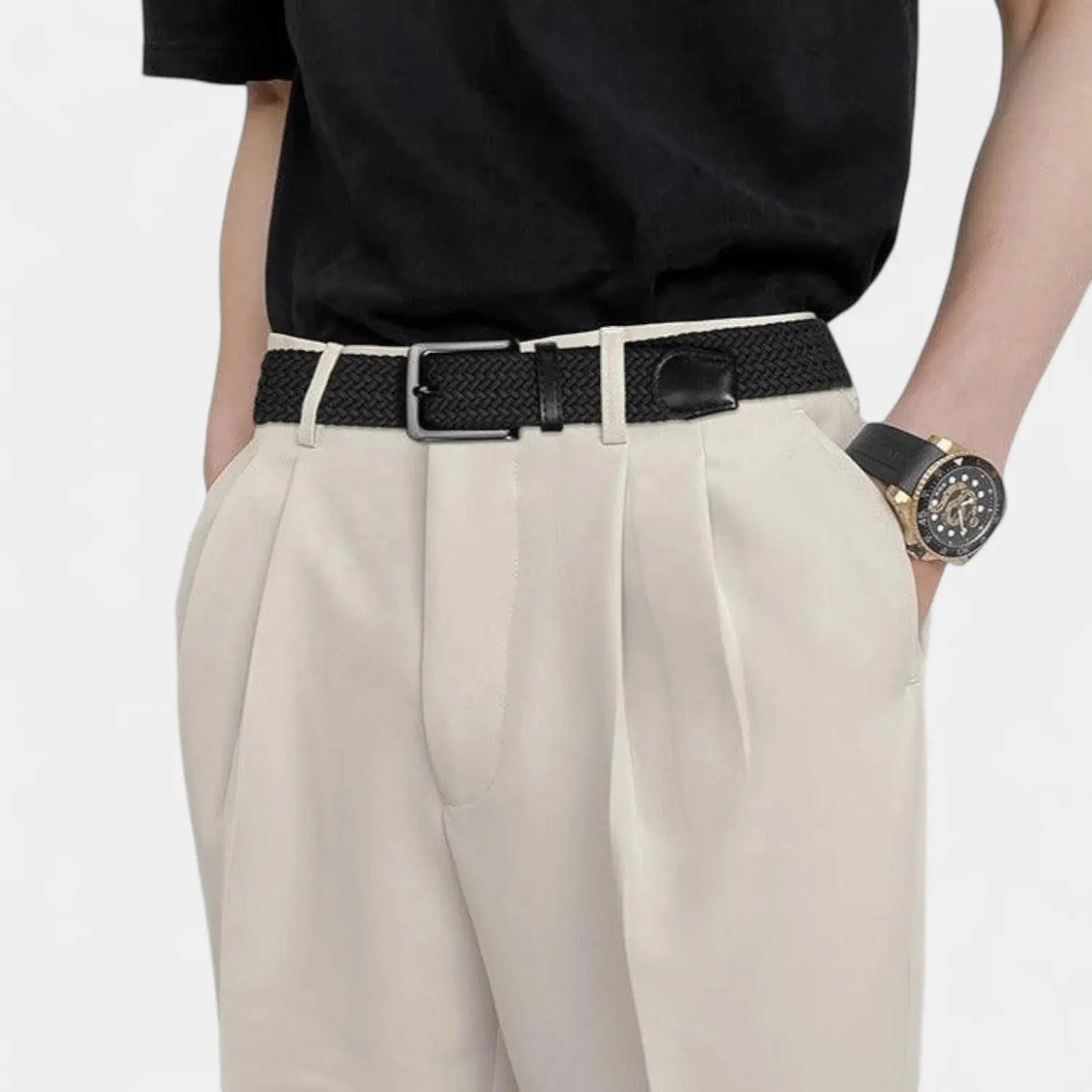 Men's Two-Tone Elasticated Braided Belt with Buckle | Keltav | Beltary