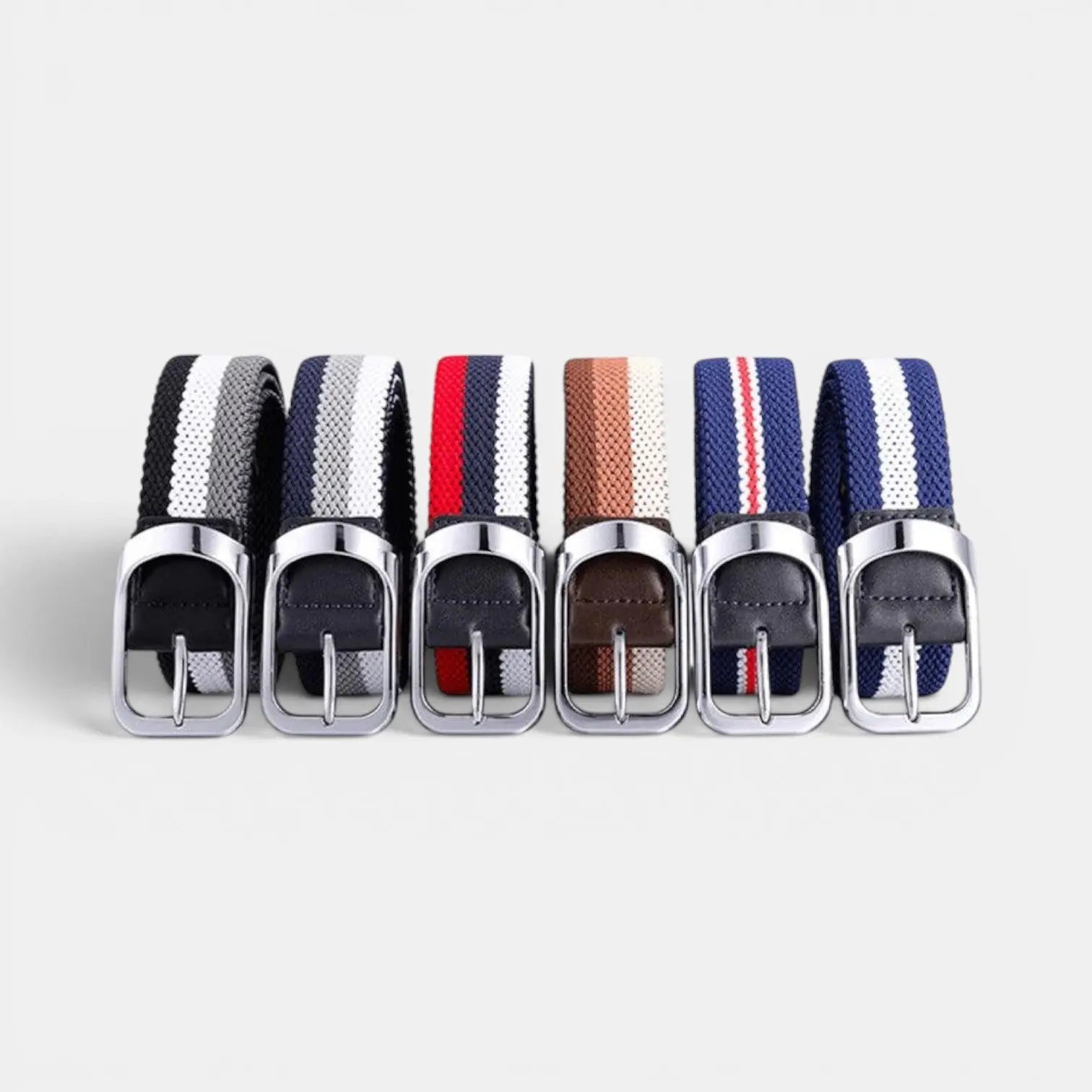 Men's Two-Tone Elasticated Woven Belt Round Buckle | Telvox | Beltary