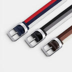 Men's Two-Tone Elasticated Woven Belt Round Buckle | Telvox | Beltary