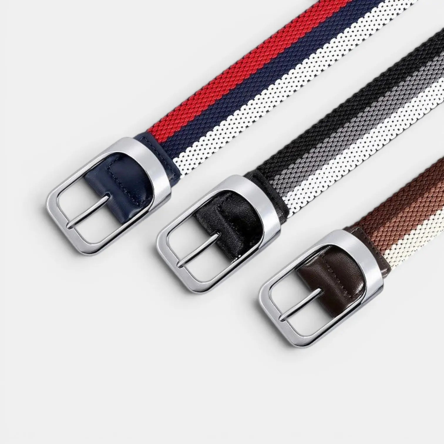Men's Two-Tone Elasticated Woven Belt Round Buckle | Telvox | Beltary