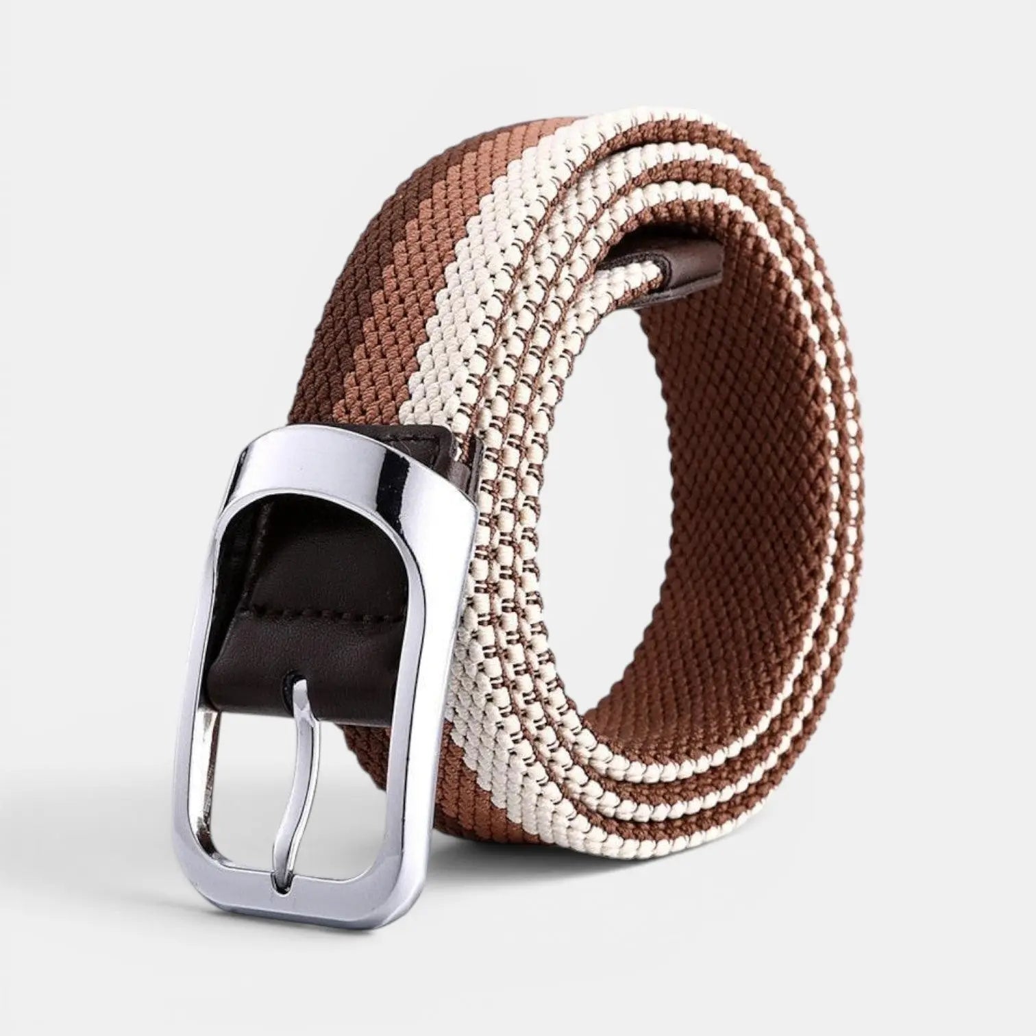 Men's Two-Tone Elasticated Woven Belt Round Buckle | Telvox | Beltary