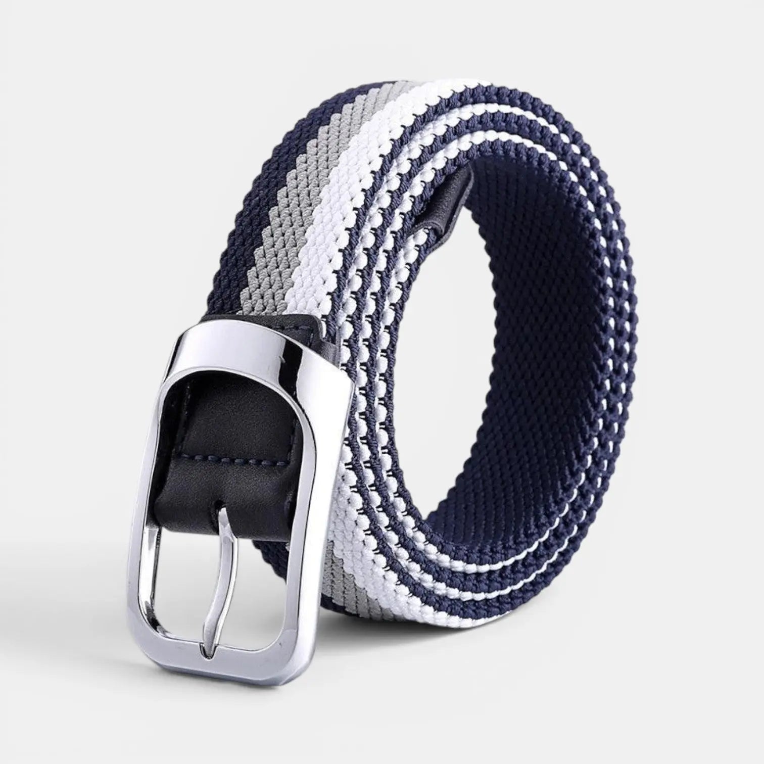 Men's Two-Tone Elasticated Woven Belt Round Buckle | Telvox | Beltary