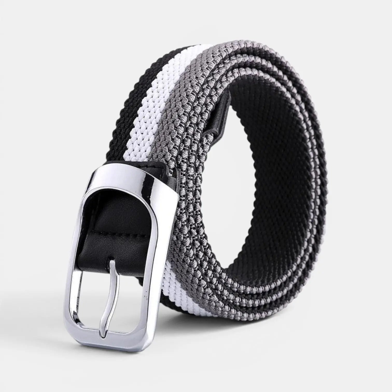 Men's Two-Tone Elasticated Woven Belt Round Buckle | Telvox | Beltary