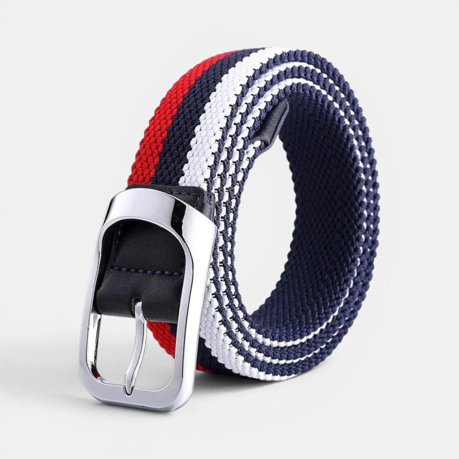 Men's Two-Tone Elasticated Woven Belt Round Buckle | Telvox | Beltary