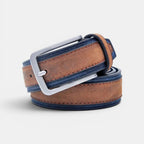 Men's Vegan Faux Leather Belt Aged Finish Pin Buckle | Veltox | Beltary