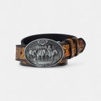 Men's Western Studded Textured Leather Belt Oval Buckle | Cavtex | Beltary