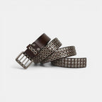 Studded Leather Belt Rivets Triple Prong Buckle Unisex | Rivex | Beltary