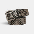 Studded Leather Belt Rivets Triple Prong Buckle Unisex | Rivex | Beltary