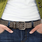 Studded Leather Belt Rivets Triple Prong Buckle Unisex | Rivex | Beltary