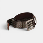 Studded Leather Belt Rivets Triple Prong Buckle Unisex | Rivex | Beltary