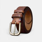 Textured Full Grain Leather Belt Brass Buckle Women's | Elvax | Beltary